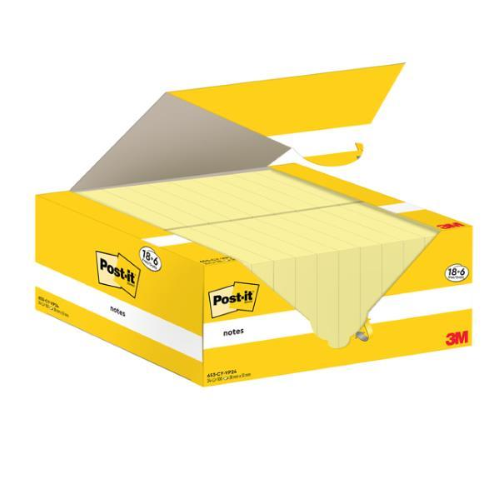 Cf. 18+6pz blocco 100fg.Post-itÂ® Notes 38x51mm 653-CY-VP24 giallo Canary